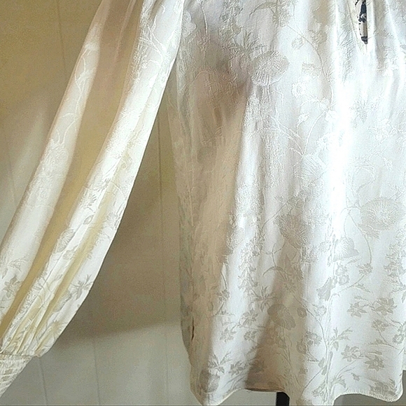 Shoshanna Lyam Long Sleeve Damask Blouse XS Winter White NWT - Picture 7 of 14